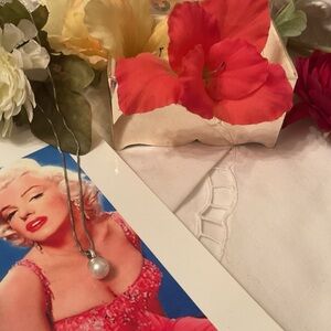 VINTAGE 925 ITALY STERLING SILVER 18” CHAIN NECKLACE WITH 8mm GENUINE PEARL